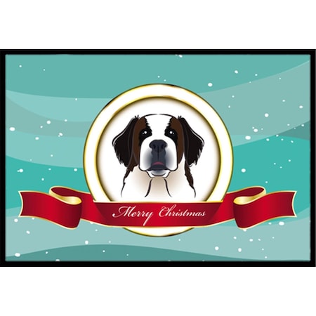 Carolines Treasures Saint Bernard Merry Christmas Indoor and Outdoor Mat- 18 x 27 in. BB1556MAT